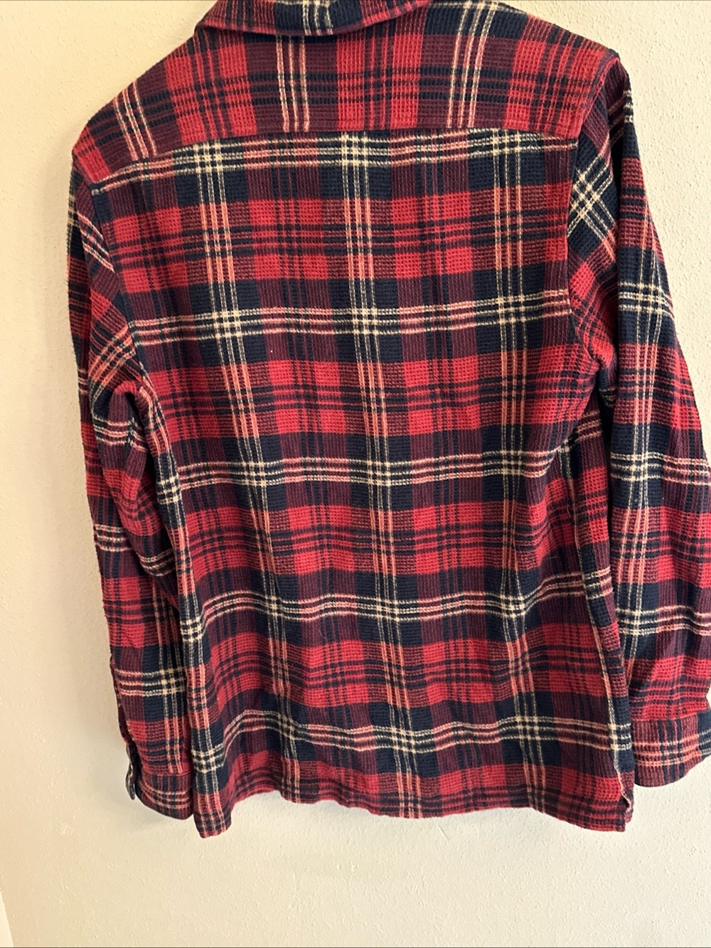 Woolrich Mens Small Long Sleeve Plaid Waffle Knit Button Down Fall Top Shirt - Picture 6 of 7